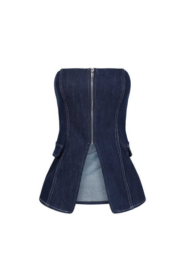 Meems Dusk Denim Zip up Tube Top