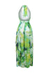 Chiffon Printed Ruffle Halter Neck Maxi Dress