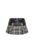Kazuma Leather Plaid Contrast Mini Skirt