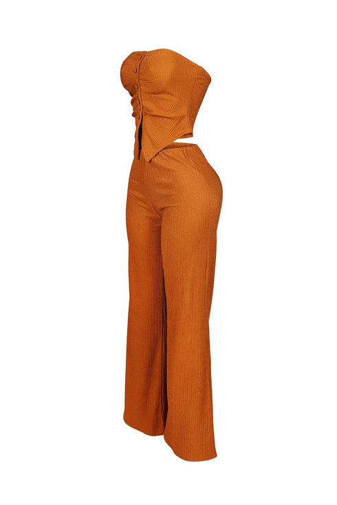 Imari Button Detail Tube Top & Pants SET