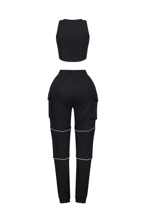 Gaga Piping Detail Zip-Up Top & Pants SET