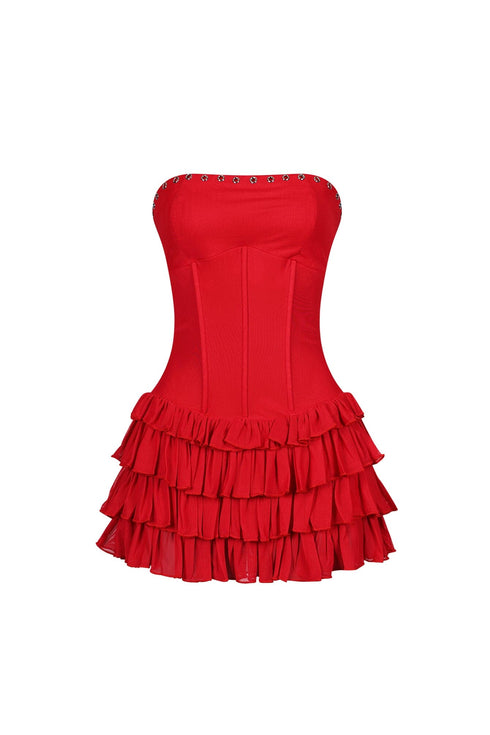 Natti Ruffled Corset Tube Mini Dress