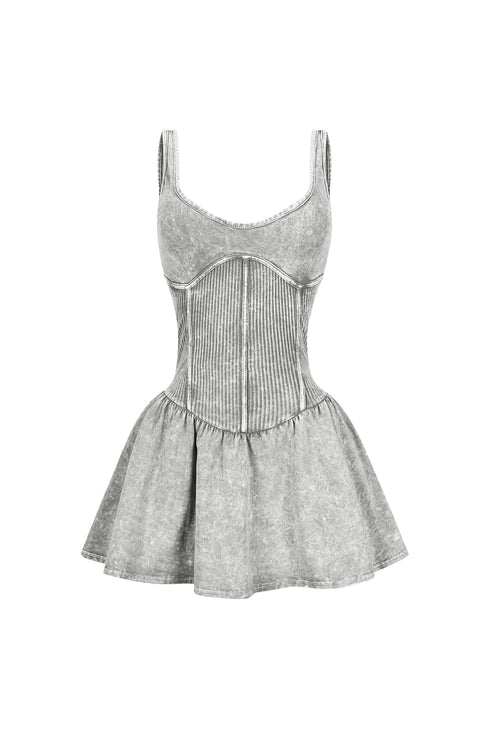 Lilith Mineral Washed Ribbed Cotton Corset Dress