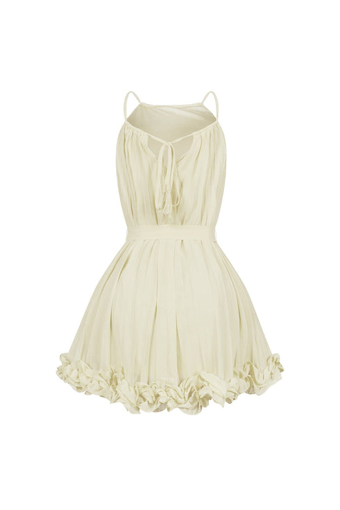 Yoneko Mesh Ruffled Halter Neck Mini Dress