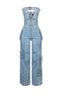 Ayla Washed Denim Cut Out Jumpsuit