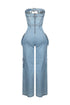 Ayla Washed Denim Cut Out Jumpsuit