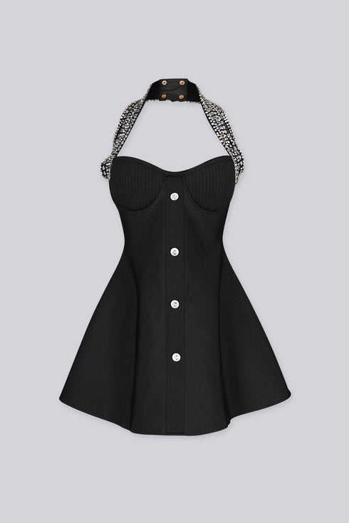 Lumiere Noir Halter Mini Dress