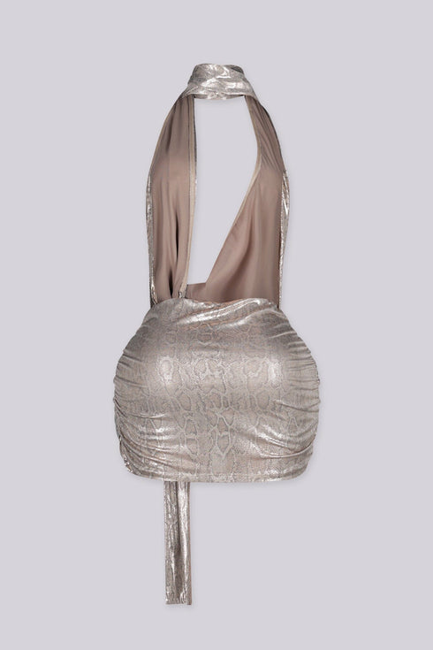 Serpentine Scarf Cowl Mini Dress