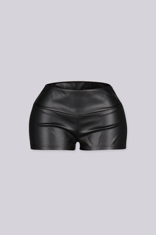 Onyx Curve Faux Leather Shorts