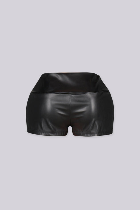 Onyx Curve Faux Leather Shorts