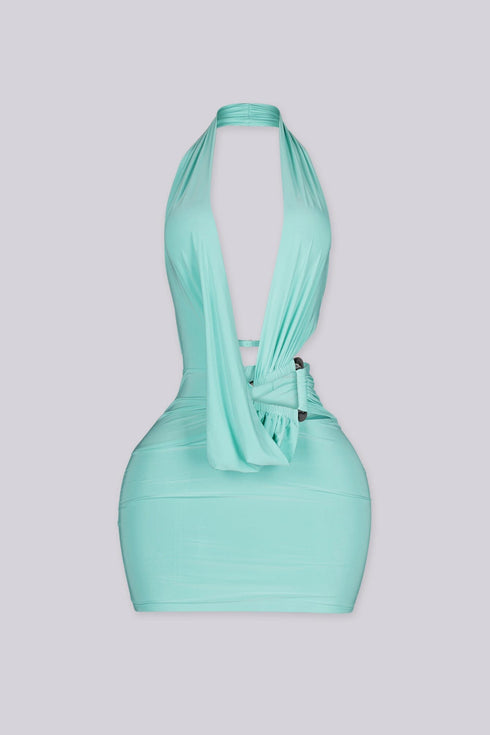 Seafoam Halo Cutout Mini Dress