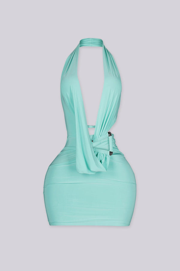 Seafoam Halo Cutout Mini Dress