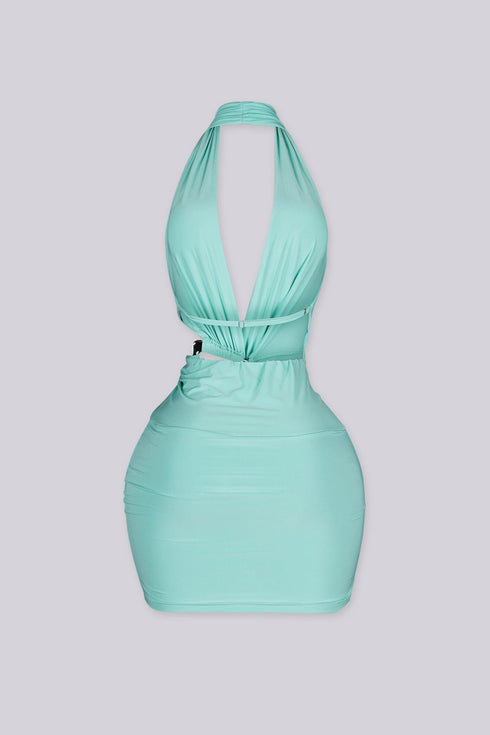Seafoam Halo Cutout Mini Dress