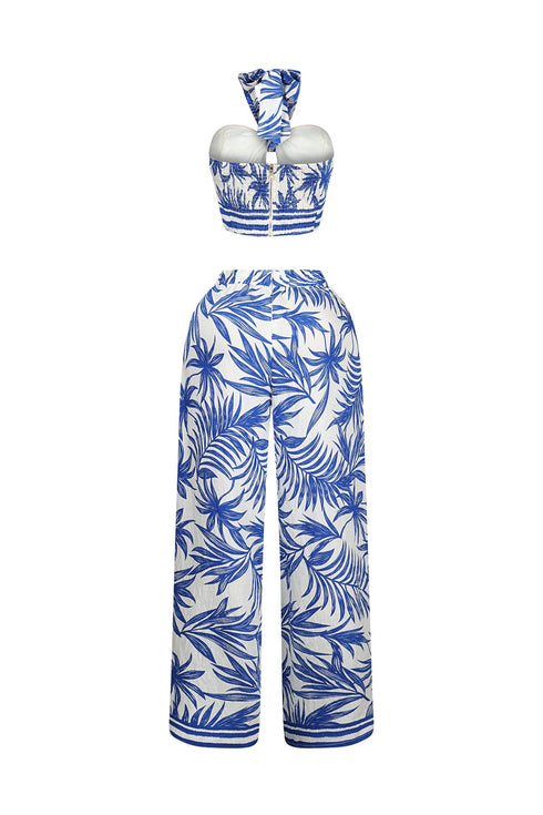 Clementine Tropical Print Halter Top & Pants SET