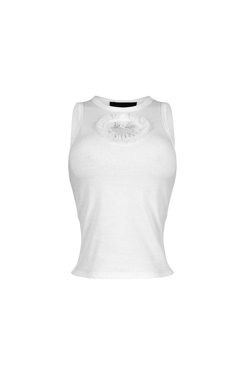 Gam Lace Cutout Ribbed Tank Top