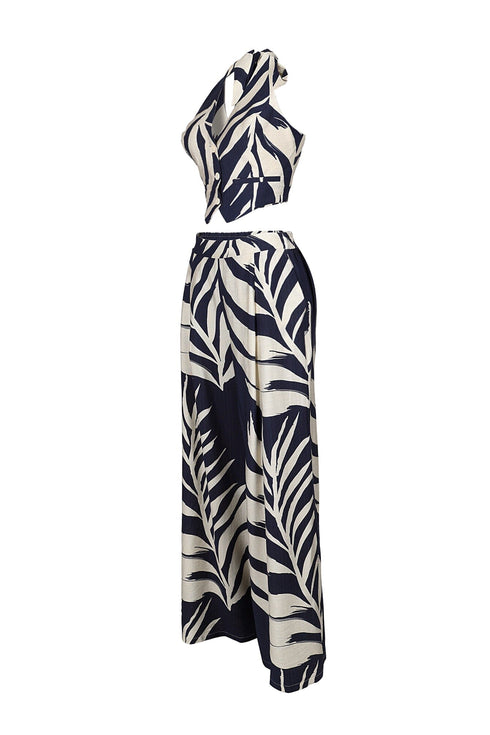 Michiyo Print Button Vest & Pants SET