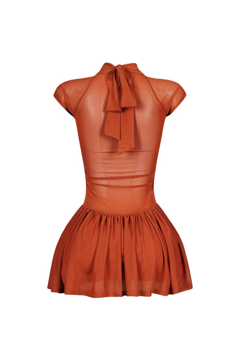 Asajj Cap Sleeve Lace Up Flare Mini Dress