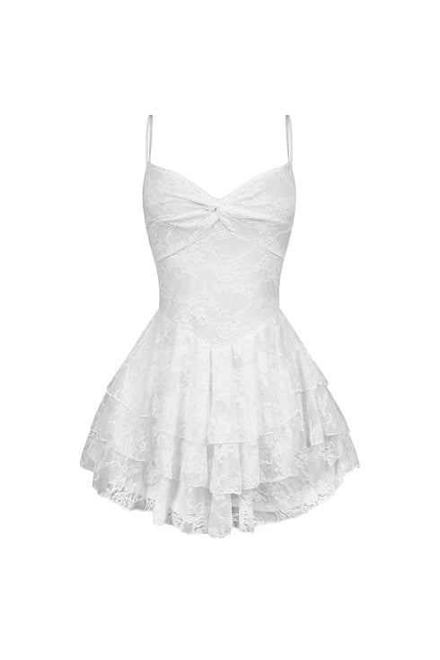 Akemi Floral Lace Ruffle Mini Dress