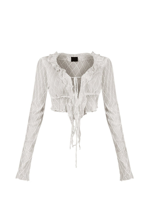 Sasa Mesh Ruffle Crop Top