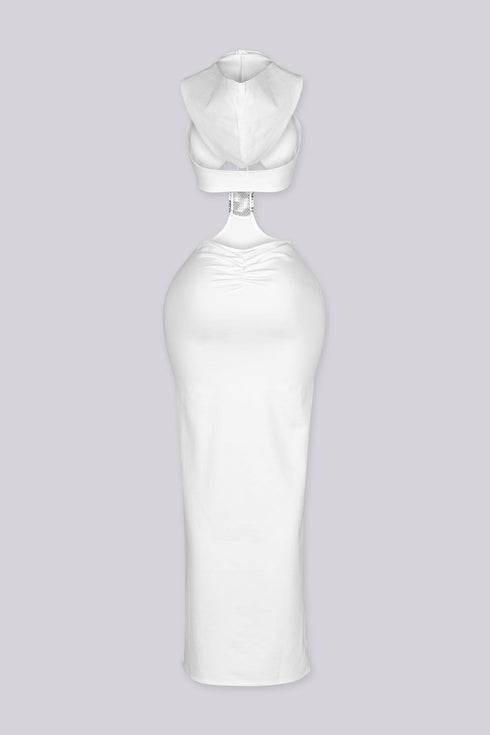 Xanthe Hooded Cutout Midi Dress