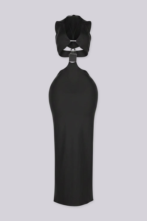 Xanthe Hooded Cutout Midi Dress