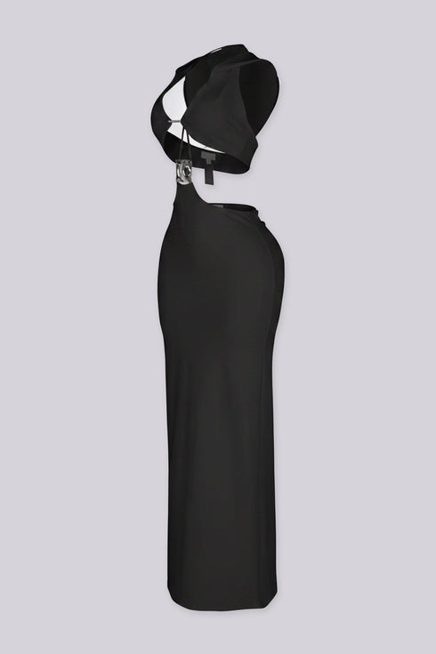 Xanthe Hooded Cutout Midi Dress