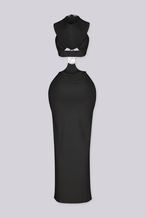 Xanthe Hooded Cutout Midi Dress
