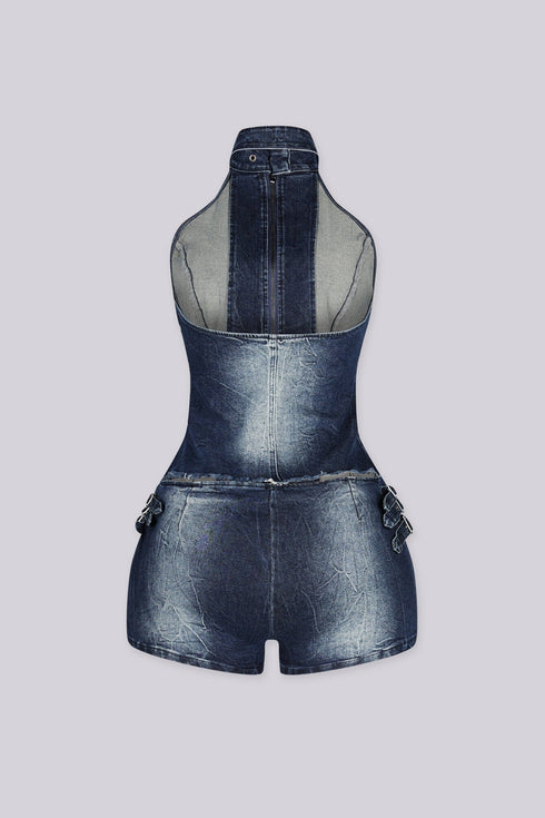 Zipstorm Denim Halter Top & Shorts SET