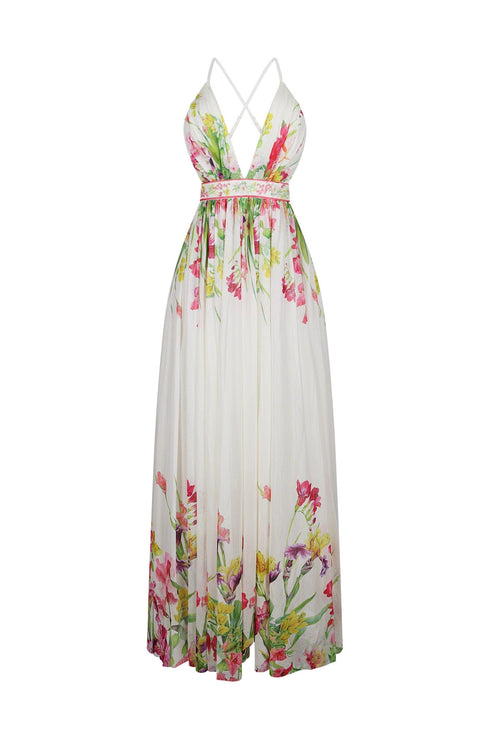 Osono Mesh Floral Printed Maxi Dress