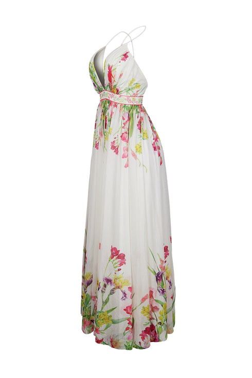 Osono Mesh Floral Printed Maxi Dress