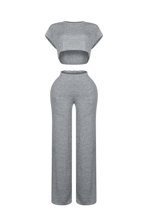 Soda Short Sleeve Crop Top & Pants SET