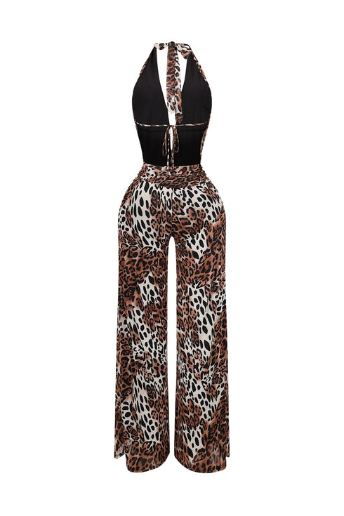 Shuri Mesh Printed Cowl Neck Jumpsuit