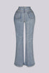 Opulent Rhinestone Flare Leg Denim Jeans