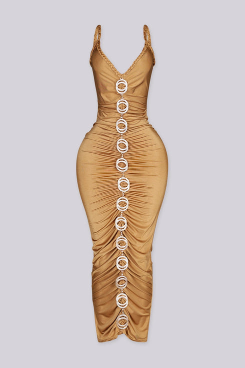 Aurora Gold Chain Midi Dress