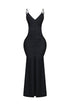 Nylon Ruched V-Neck Tank Maxi Dress