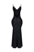 Nylon Ruched V-Neck Tank Maxi Dress
