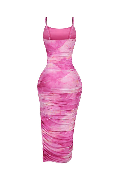 Metis Mesh Printed Ruched Tank Dress