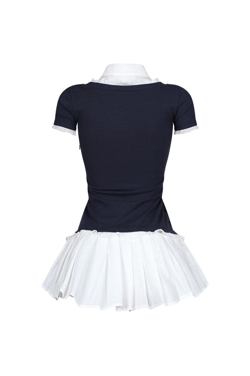 Polina Ribbed Poplin Pleated Combo Dress