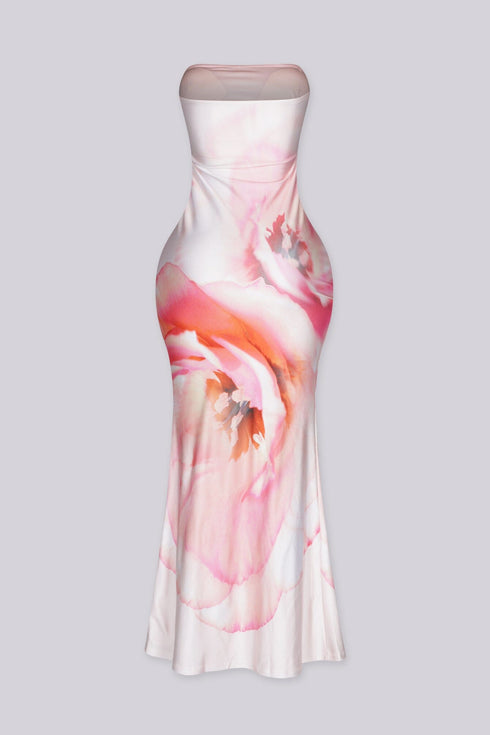 Blush Bloom Strapless Maxi Dress