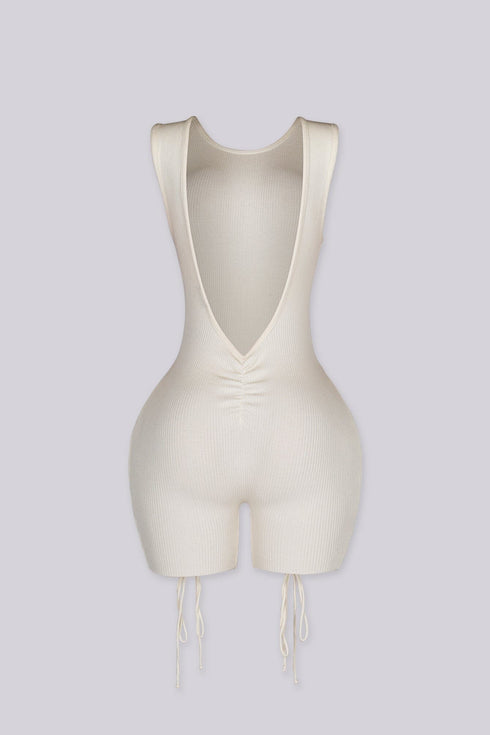 Vanta Ribbed Lace Up Romper