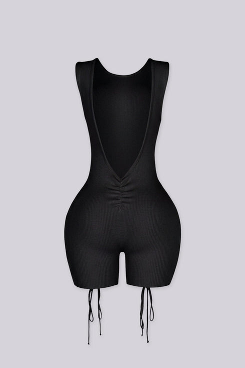 Vanta Ribbed Lace Up Romper