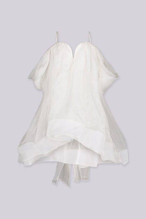 Blanc Étoile Organza Mini Dress