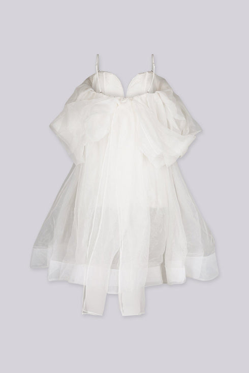 Blanc Étoile Organza Mini Dress