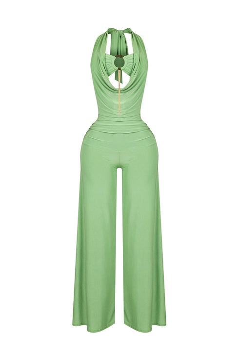 Plunge Cowl Neck Jumpsuit with Tube Top