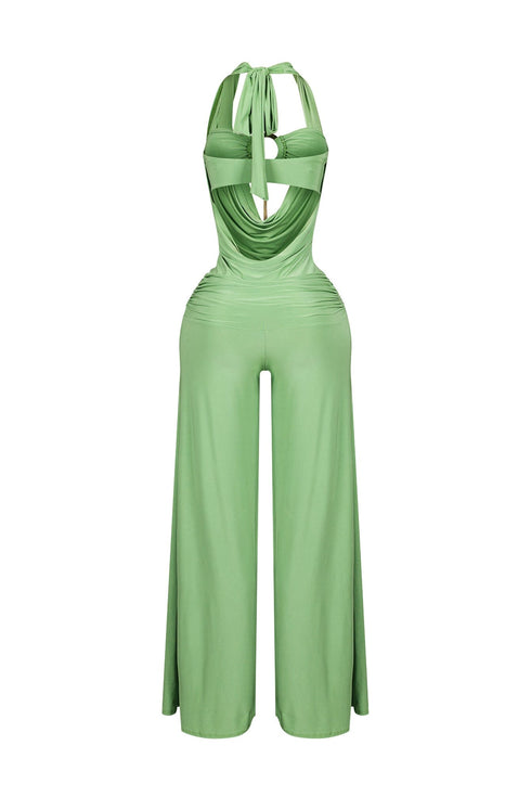 Plunge Cowl Neck Jumpsuit with Tube Top