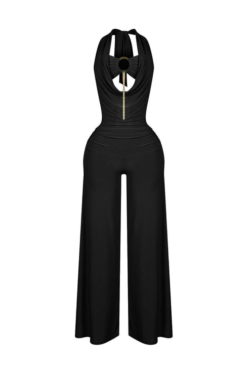 Plunge Cowl Neck Jumpsuit with Tube Top