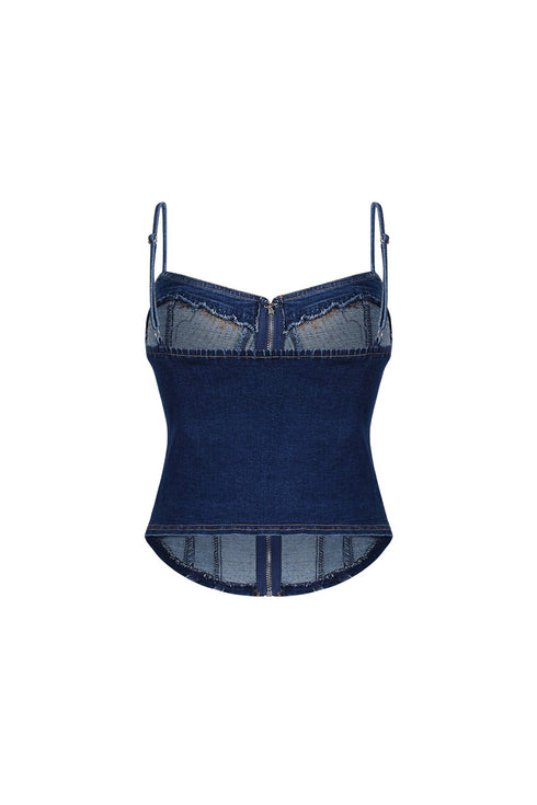 Tehran Stitching Denim Corset Top