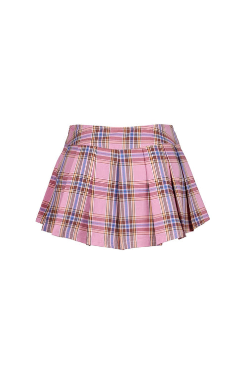 Kawai Plaid Low Rise Pleated Mini Skirt