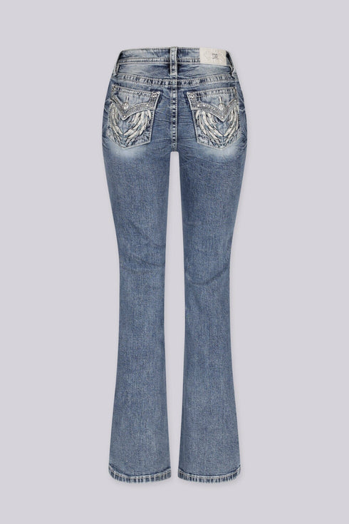 MISS ME Winged Bootcut Denim Jeans