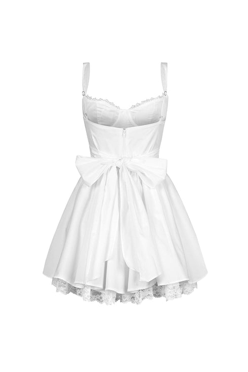 Mignonne Poplin Lace Trim Corset Mini Dress